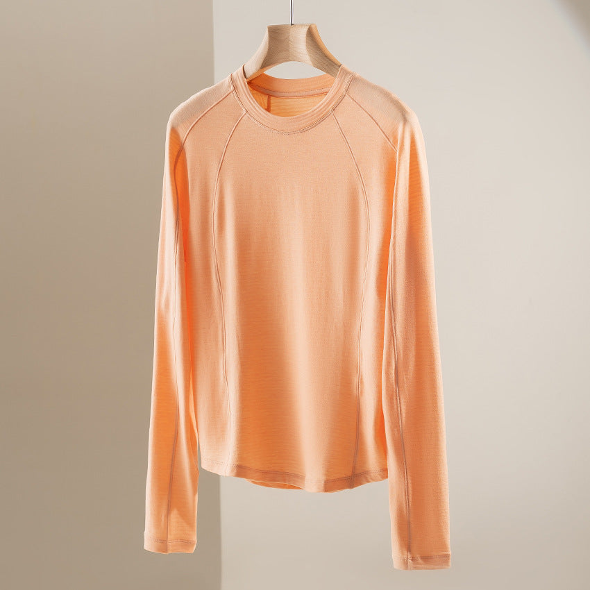Damen Leichtes Longsleeve-Feinstrickshirt mit Raglanärmeln und Rundhalsausschnitt Echoarchiv