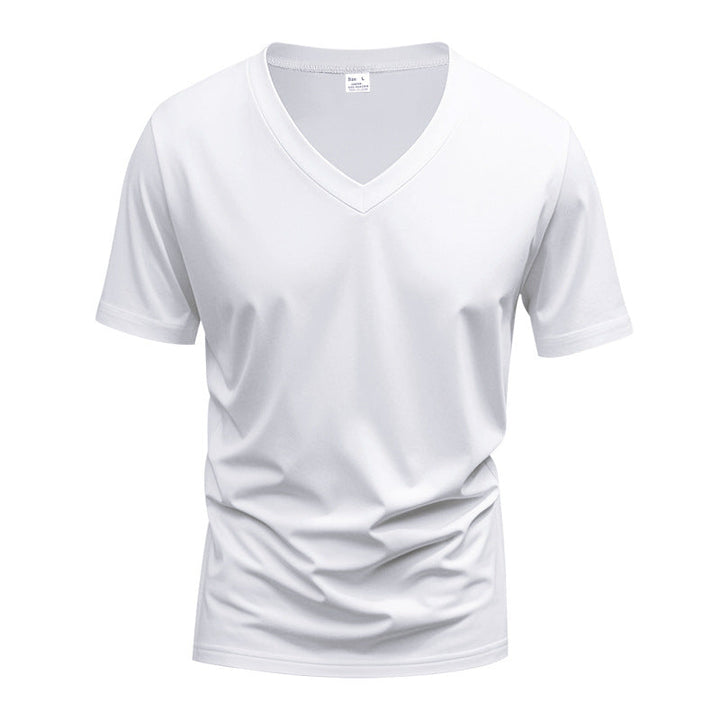 Herren V-Ausschnitt T-Shirt aus atmungsaktivem Baumwollmix mit modernem Schnitt Echoarchiv
