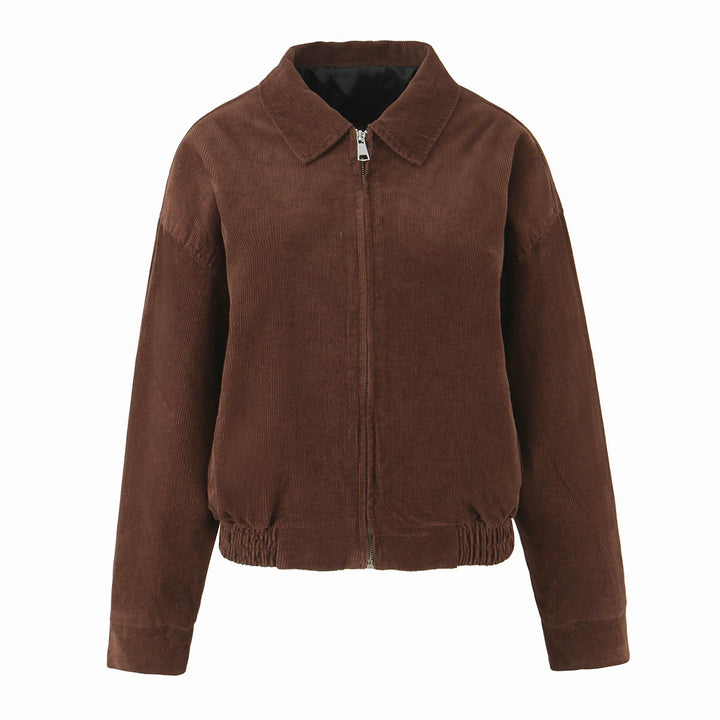 Damen Cordjacke aus Breitcord mit Reißverschluss, Hemdkragen und elastischem Saum Echo Archiv
