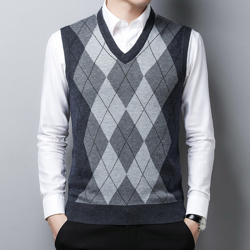 Herren elegante Argyle-Strickweste Echoarchiv