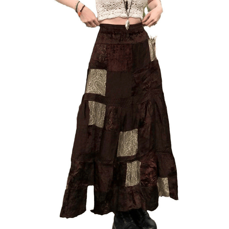 Damen Maxirock mit floralen Patchwork-Mustern und voluminösem Saum Echo Archiv