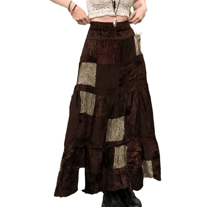 Damen Maxirock mit floralen Patchwork-Mustern und voluminösem Saum Echo Archiv