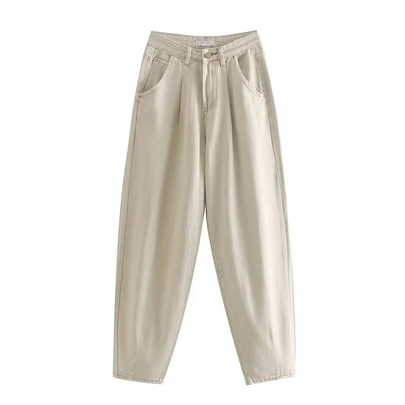 Damen Hochtaillierte Tapered‑Hose mit vorn gelegten Bundfalten und legerer Passform Echo Archiv