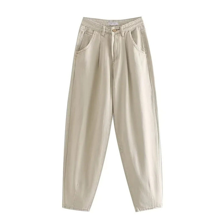 Damen Hochtaillierte Tapered‑Hose mit vorn gelegten Bundfalten und legerer Passform Echo Archiv