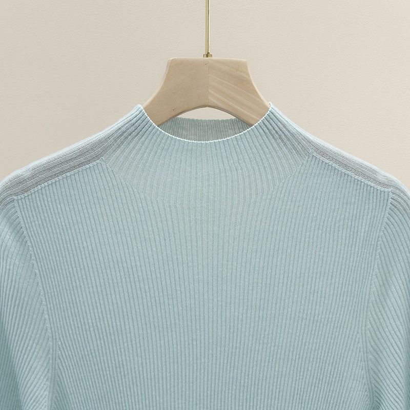 Damen Slim-Fit Rippstrick-Top mit halblangen Ärmeln und hohem Stehkragen Echo Archiv