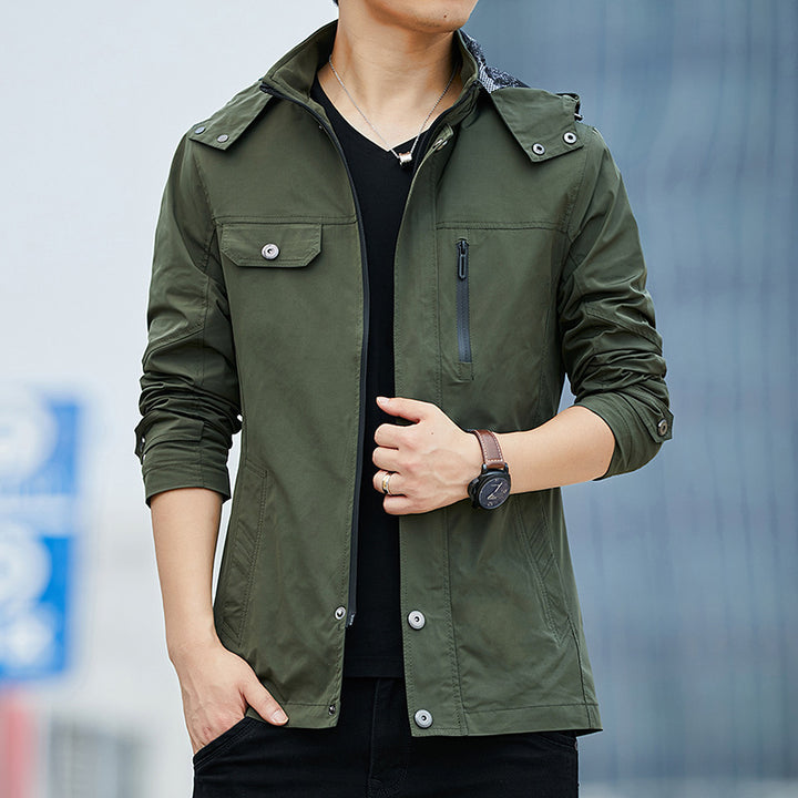 Herren Leichter Kapuzen-Fieldblouson im Casual-Utility-Stil Echoarchiv