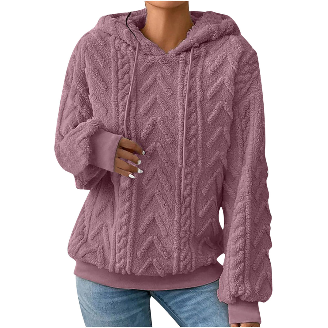 Damen nan kuscheliger Kapuzenpullover mit Zopfmuster Eingrifftaschen und Rippbündchen Echo Archiv