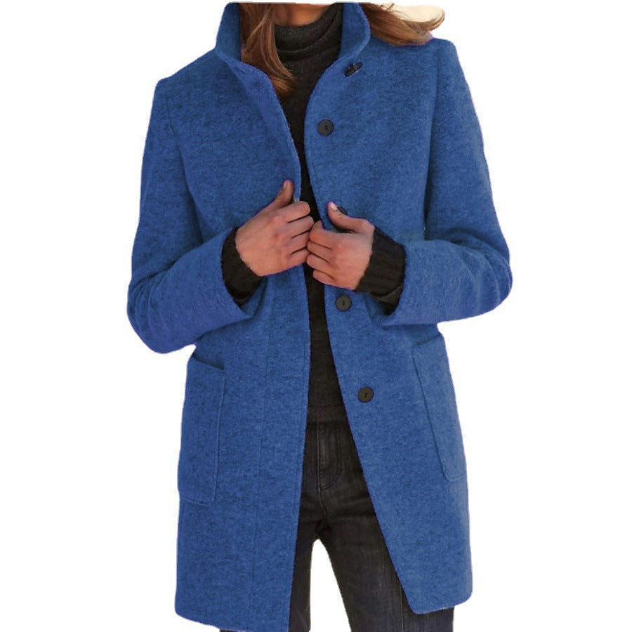 Unisex nan leichter Übergangs-Mantel mit Stehkragen, verdeckter Knopfleiste und aufgesetzten Taschen Echo Archiv