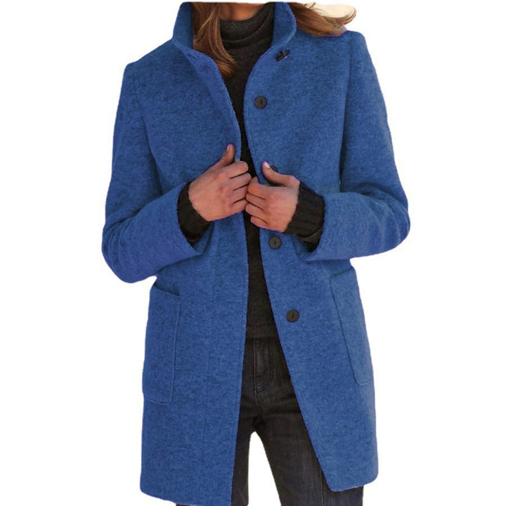 Unisex nan leichter Übergangs-Mantel mit Stehkragen, verdeckter Knopfleiste und aufgesetzten Taschen Echo Archiv