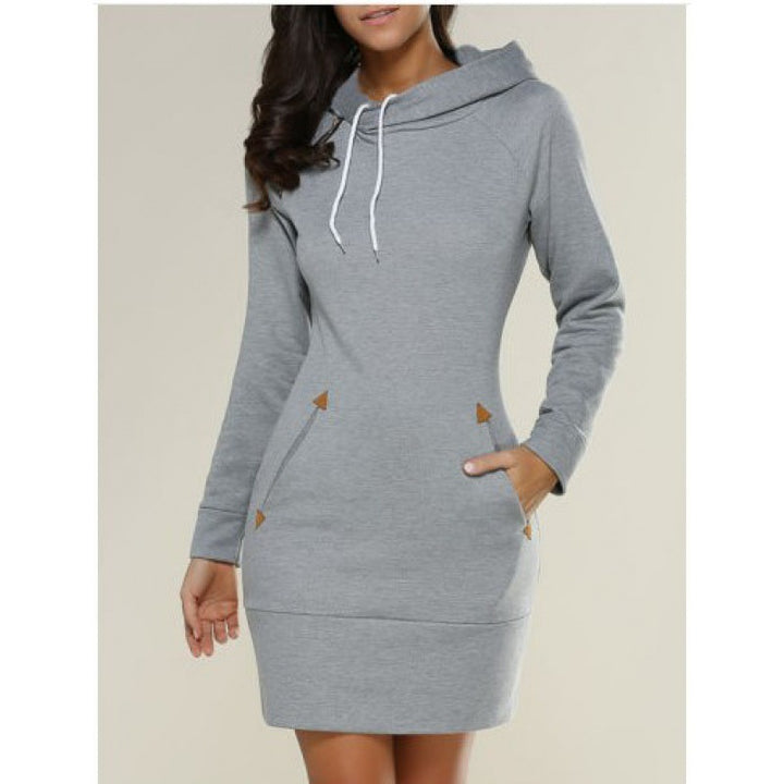 Damen Kapuzenkleid aus Sweat mit Kängurutaschen und taillierter Passform – Avérine