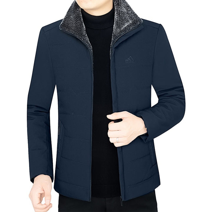 Herren Thermo-Stehkragenjacke mit weichem Teddyfutter und Reißverschlusstaschen – Taviero