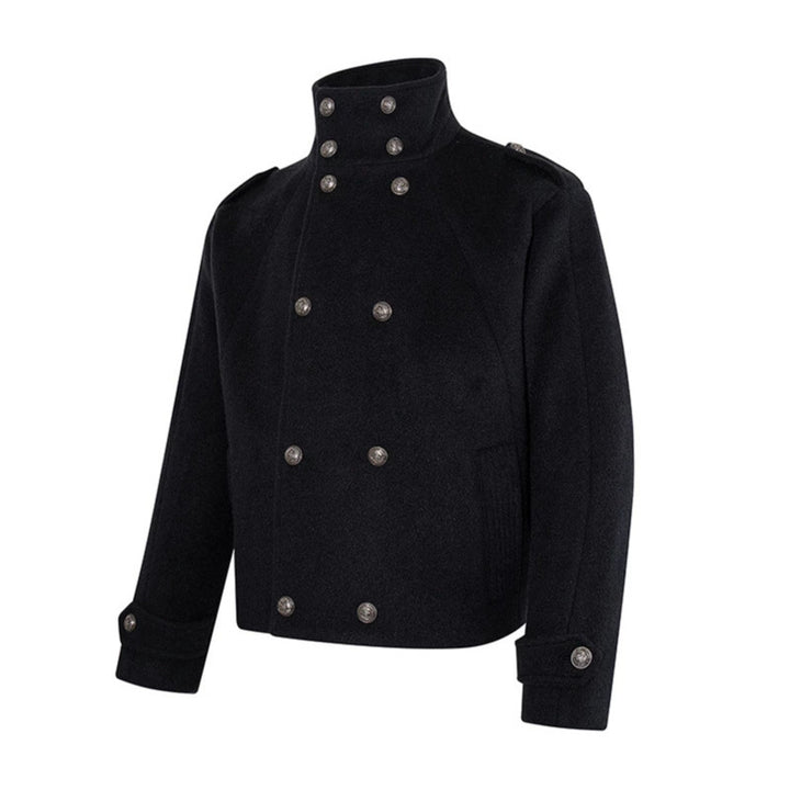 Damen Kurze Doppelreihige Militärische Cabanjacke mit Stehkragen und Epauletten Echoarchiv
