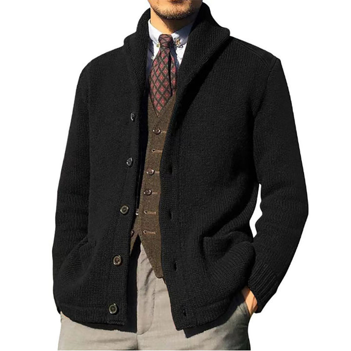 Herren Strickjacke mit schickem Kragen und Knopfdetails Echoarchiv