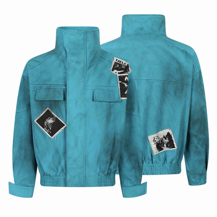 Damen Kurzer Boxy‑Blouson mit hohem Stehkragen, aufgesetzten Patches und elastischem Saum Echoarchiv