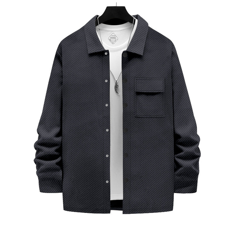Herren lässige Baumwolljacke mit strukturiertem Design und praktischen Taschen Echoarchiv