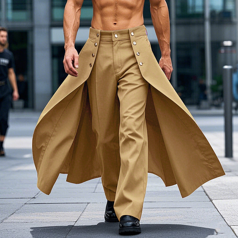 Damen nan taillenhoher ausgestellter Midi-Wickelrock mit innerer Culotte und Zierknopfleiste Echo Archiv