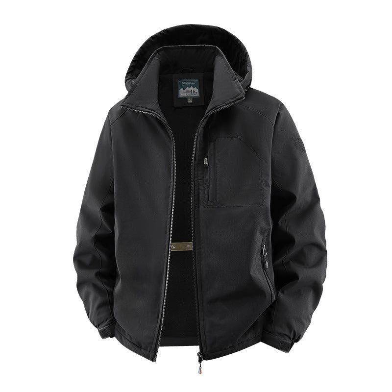 Herren nan multifunktionale Softshell-Tacticaljacke mit versteckter Kapuze, vertikaler Brusttasche und atmungsaktivem Fleecefutter Echo Archiv