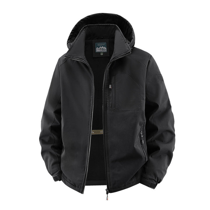 Herren nan multifunktionale Softshell-Tacticaljacke mit versteckter Kapuze, vertikaler Brusttasche und atmungsaktivem Fleecefutter Echo Archiv