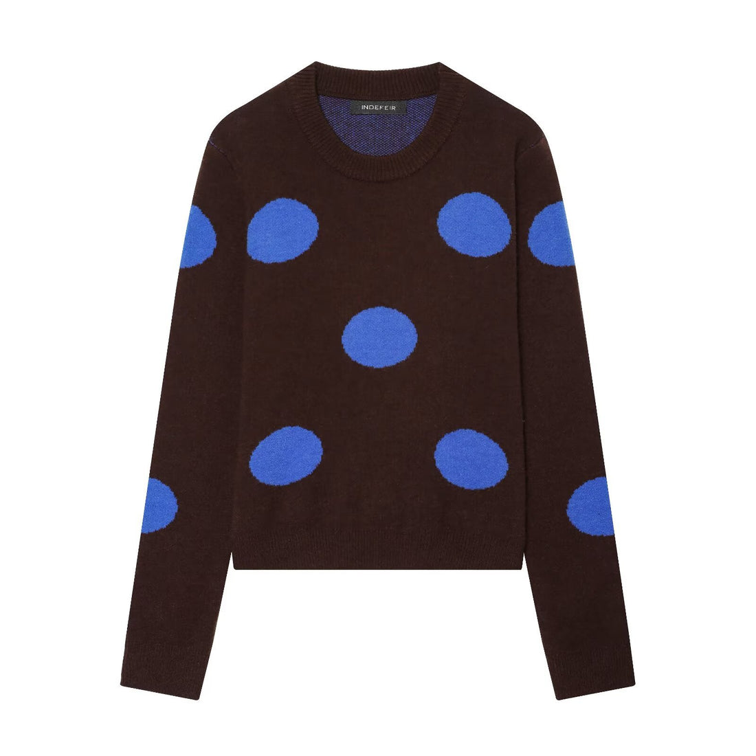 Damen Boxy Strickpullover mit großem Punktmuster, Rundhalsausschnitt und Rippbündchen Echo Archiv