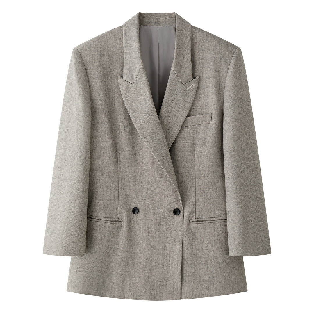 Damen Oversized zweireihiges Sakko mit strukturierter Schulter und langem Schnitt Echoarchiv