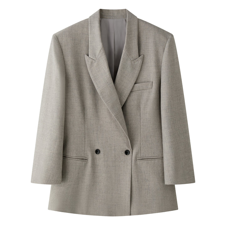 Damen Oversized zweireihiges Sakko mit strukturierter Schulter und langem Schnitt Echoarchiv