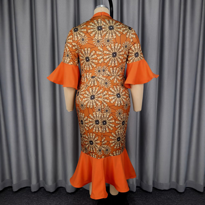 Damen Elegantes Midikleid mit floralem Muster und schickem Schleifenkragen Echo Archiv