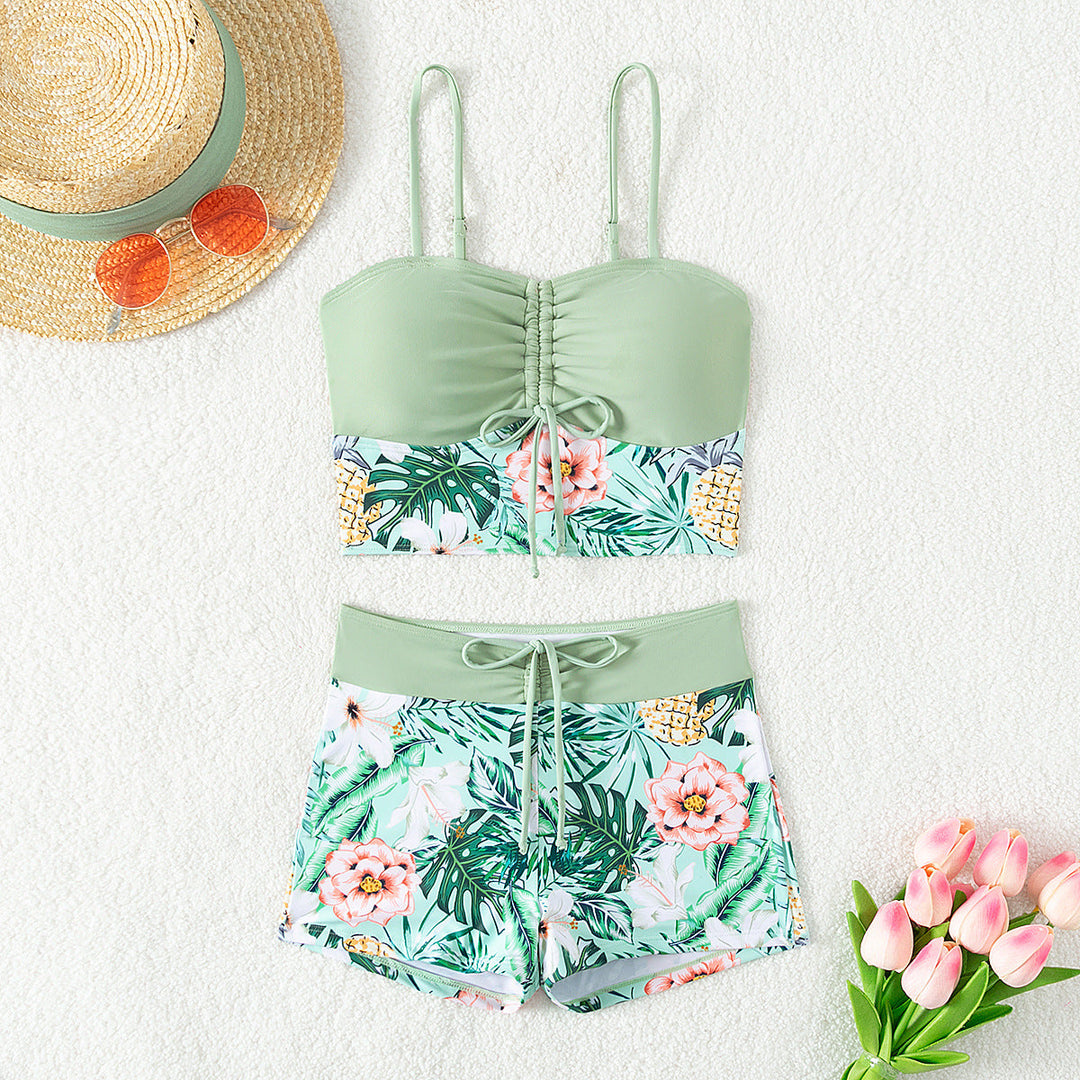 Damen Bikini-Set mit Raffung und edlem Blumendruck Echoarchiv