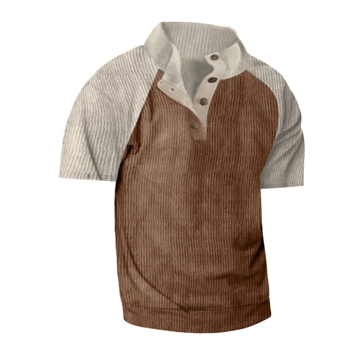 Herren Kurzarm-Henley-Shirt mit modernem Strukturdesign Echoarchiv