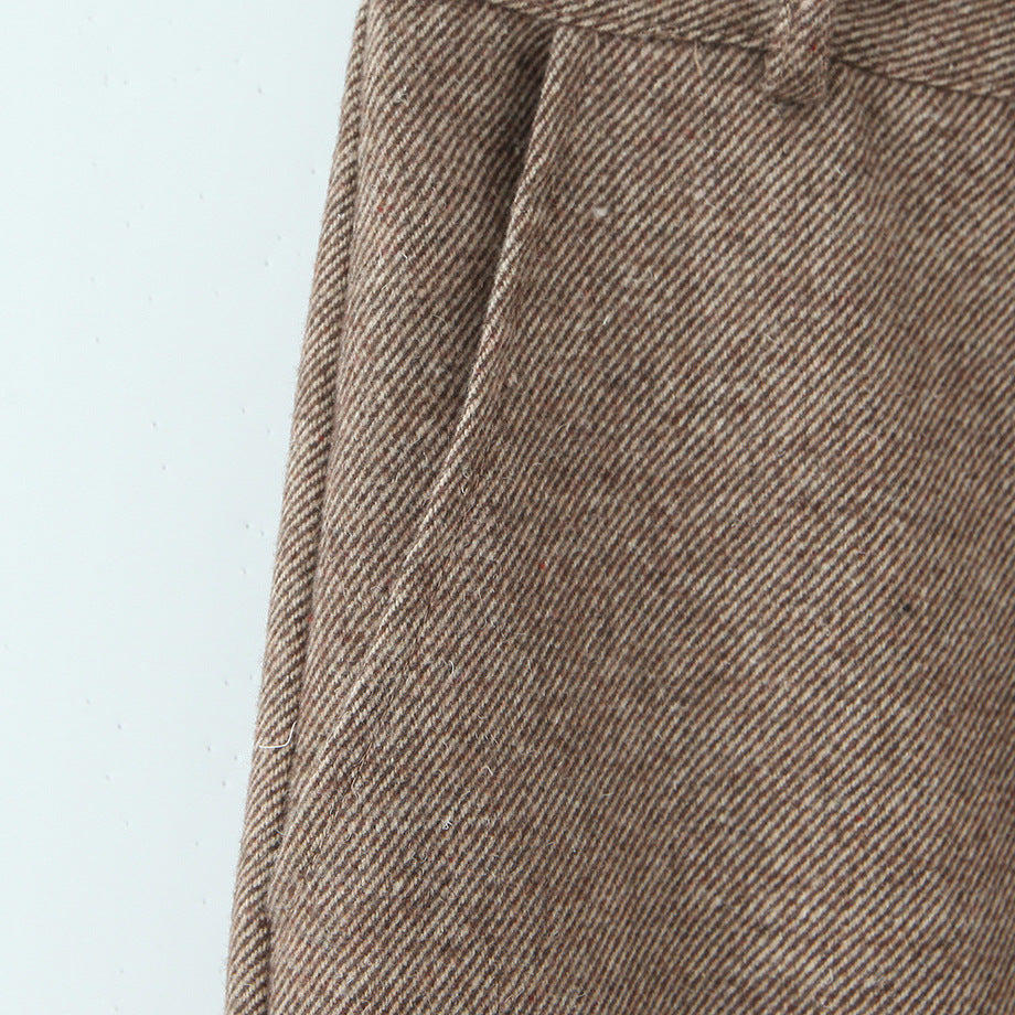Damen Hochtaillierte weite Wollmix-Hose mit geradem Bein Echoarchiv