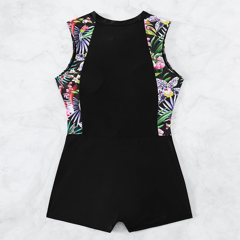 Damen sportlicher Einteiler Badeanzug mit floralem Design und schnelltrocknendem Material Echo Archiv