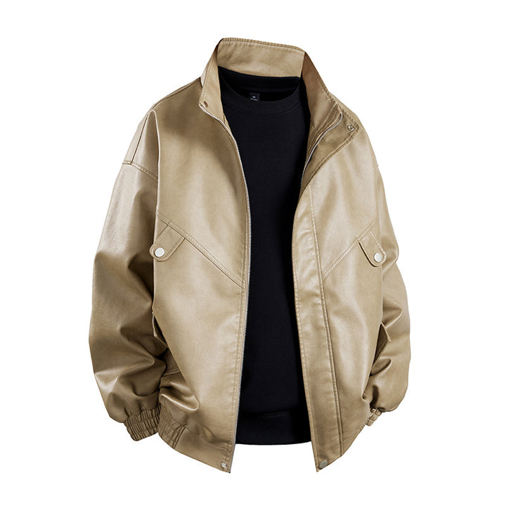 Herren Kunstlederjacke im lässigen Look mit praktischen Pattentaschen Echoarchiv