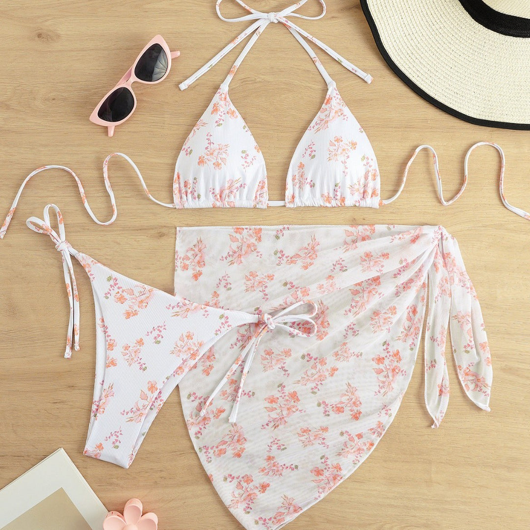 Damen Triangel-Bikini mit floralem Muster und zartem Cover-Up Echo Archiv