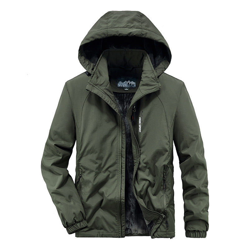 Herren Isolierte Outdoor-Übergangsjacke mit wärmendem Teddyfutter und Kapuze Echoarchiv