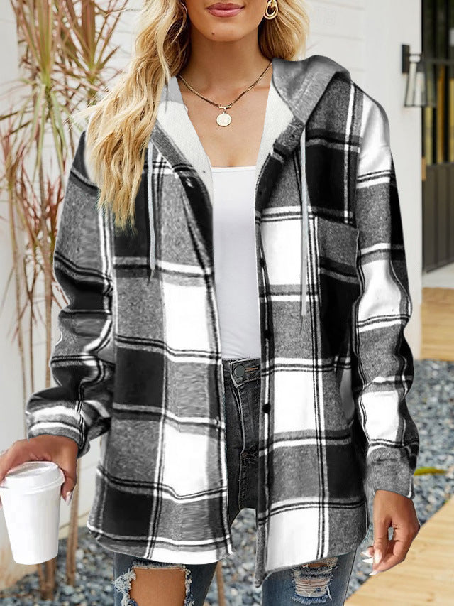 Frauen Oversized Hoodie mit Druckknopfverschluss und Kontrastbesatz – Auréline