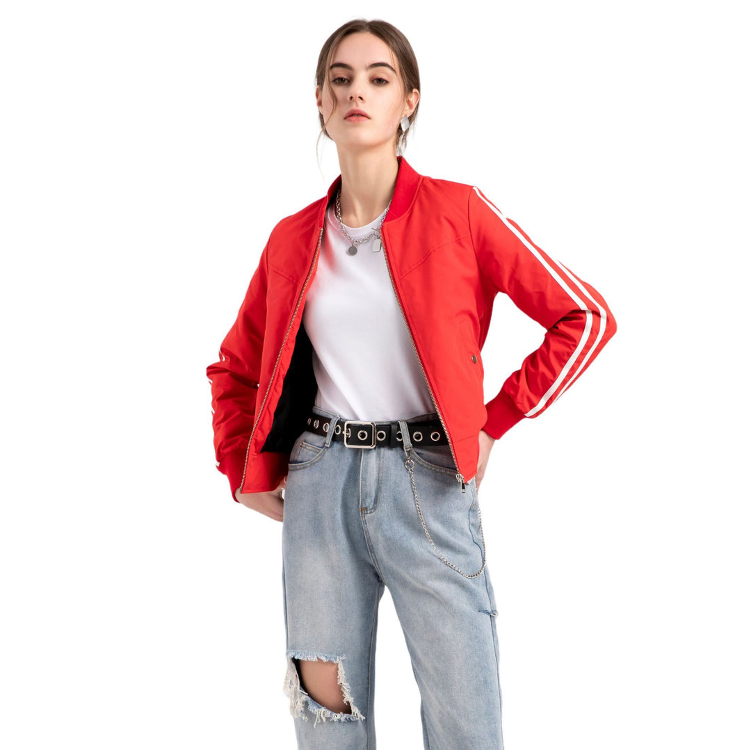 Damen nan sportive Bomberjacke mit seitlichen Kontraststreifen, gesteppter Innenfütterung und Rippbündchen Echo Archiv