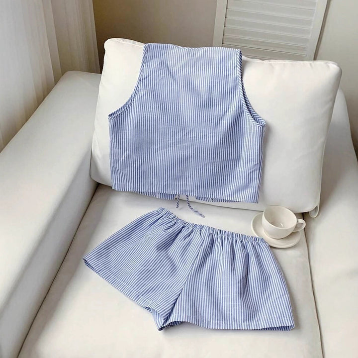 Damen Lässiges Zweiteiliges Set mit Bindegürtel Echo Archiv