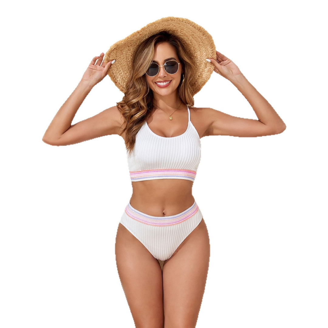 Damen Sportliches Bikini-Set mit modischem Rippdesign und elastischem Bund Echo Archiv