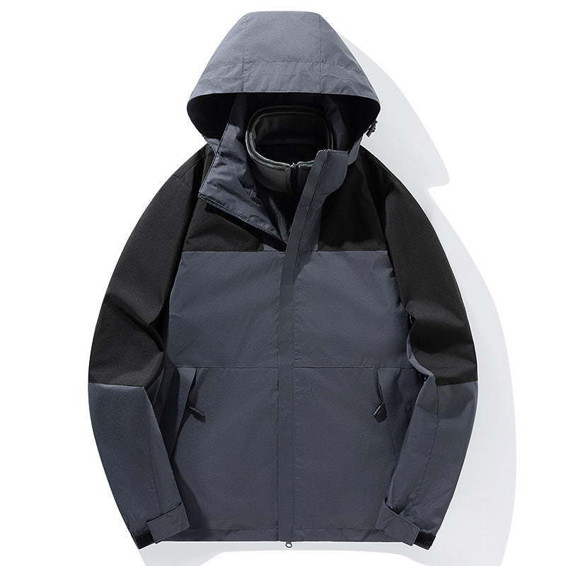 Herren Zwei-Lagen Softshell Trekkingjacke mit fester integrierter Kapuze und fleecegefüttertem Kragen – Taviero