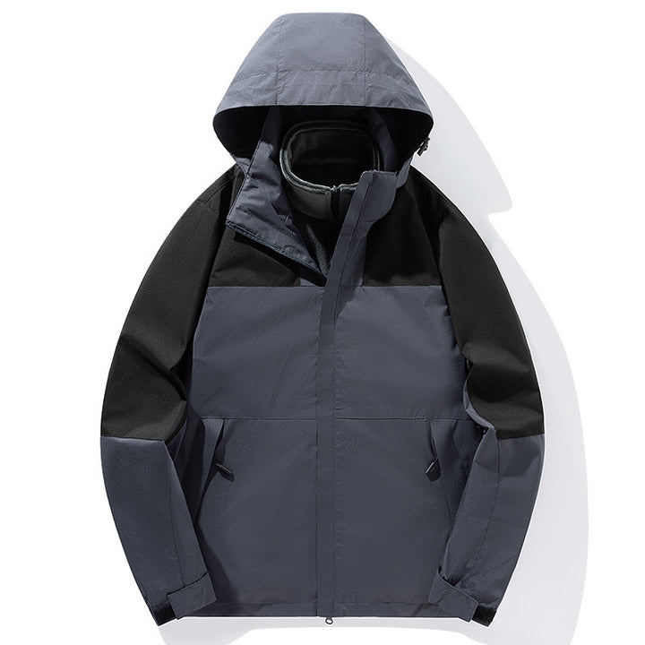 Herren Zwei-Lagen Softshell Trekkingjacke mit fester integrierter Kapuze und fleecegefüttertem Kragen – Taviero