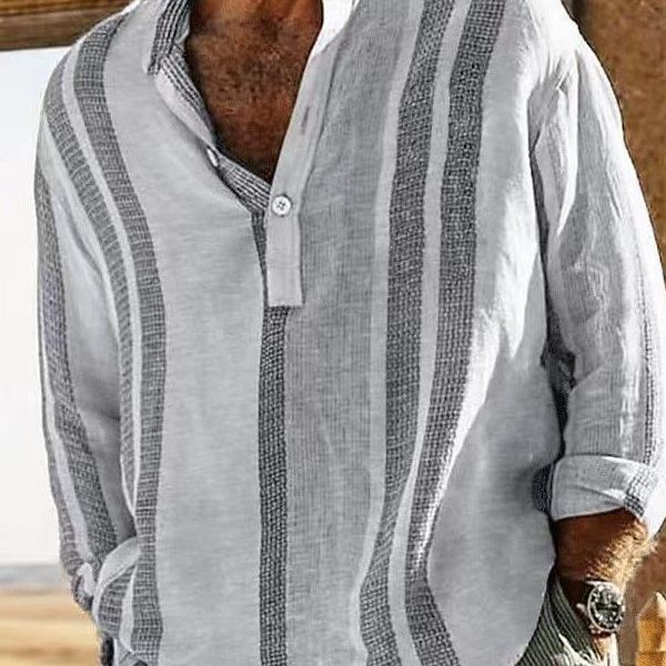Herren Langarmshirt mit strukturiertem Gewebemuster und lockerer Passform Echoarchiv