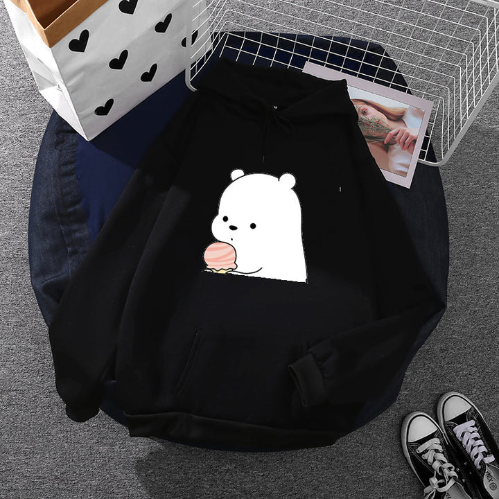 Damen oversized Kapuzenpullover im Streetstyle mit weichem Fleece-Innenfutter, Kängurutasche und farbenfrohem Cartoon-Katzen-Planet-Print – Auréline