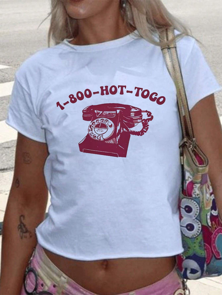 Damen Crop-T-Shirt mit kreativem Telefon-Design Echo Archiv