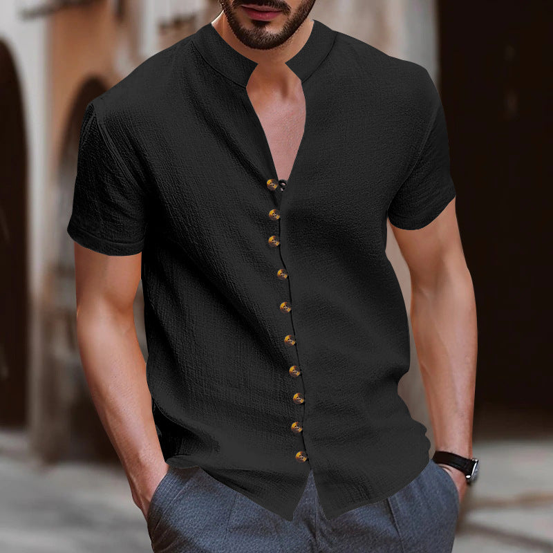 Herren Kurzarmhemd mit modernen Knopfdetails Echoarchiv