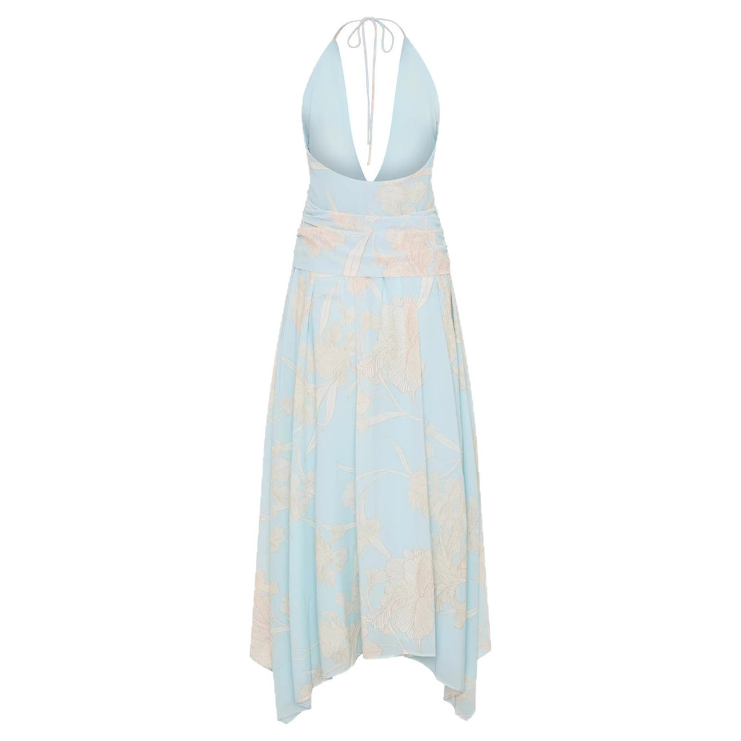 Damen Elegantes Wickelkleid mit tiefem V-Ausschnitt und floralem Design Echo Archiv