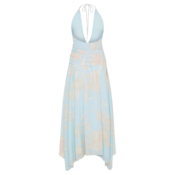 Damen Elegantes Wickelkleid mit tiefem V-Ausschnitt und floralem Design Echo Archiv