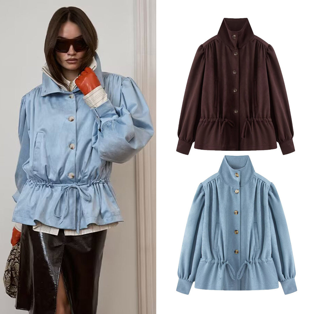 Damen Kurzjacke mit Stehkragen, Tunnelzug und Ballonärmeln Echo Archiv