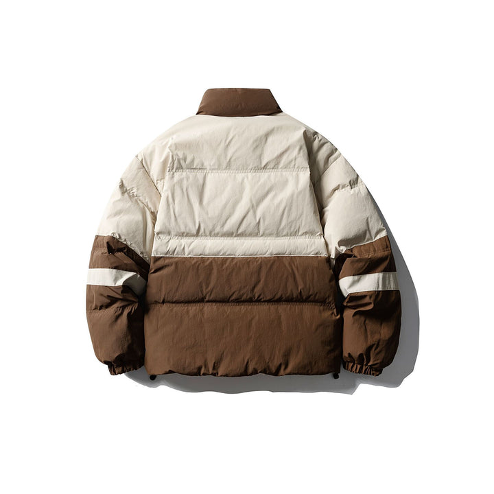 Herren Colorblock-wattierter Kurzblouson mit hohem Stehkragen und Kordelzugsaum Echoarchiv