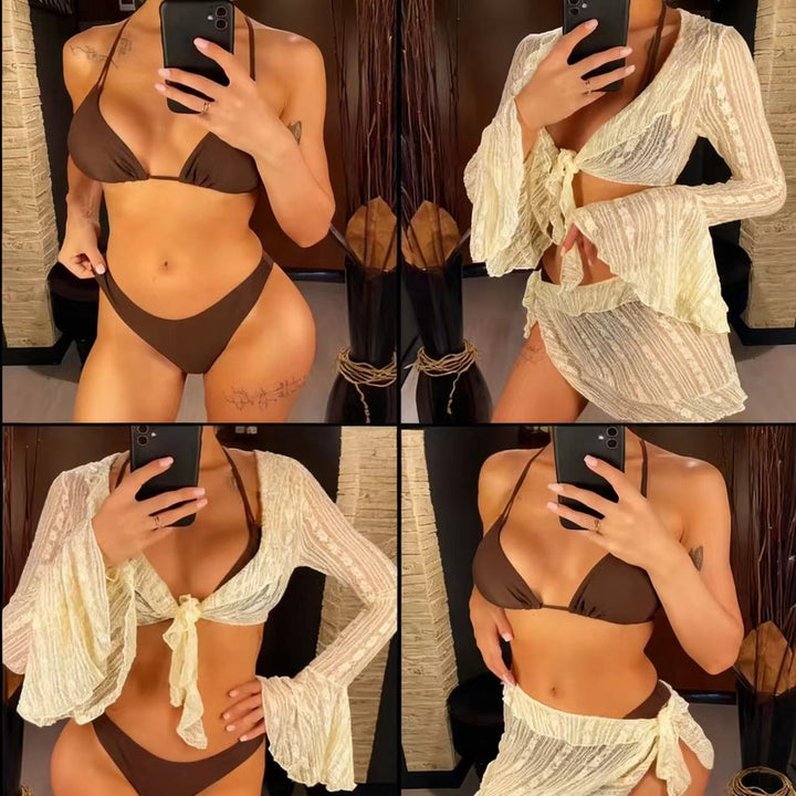 Damen Elegante Spitzenbluse mit schwingenden Ärmeln Echo Archiv
