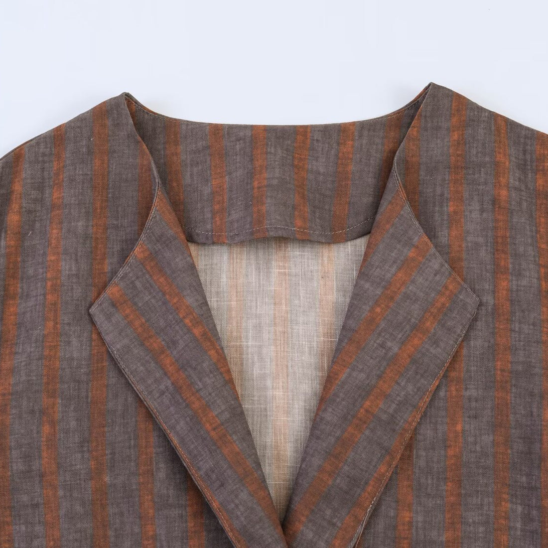 Damen Gestreifter Leinen-Kimono mit Bindegürtel Echoarchiv