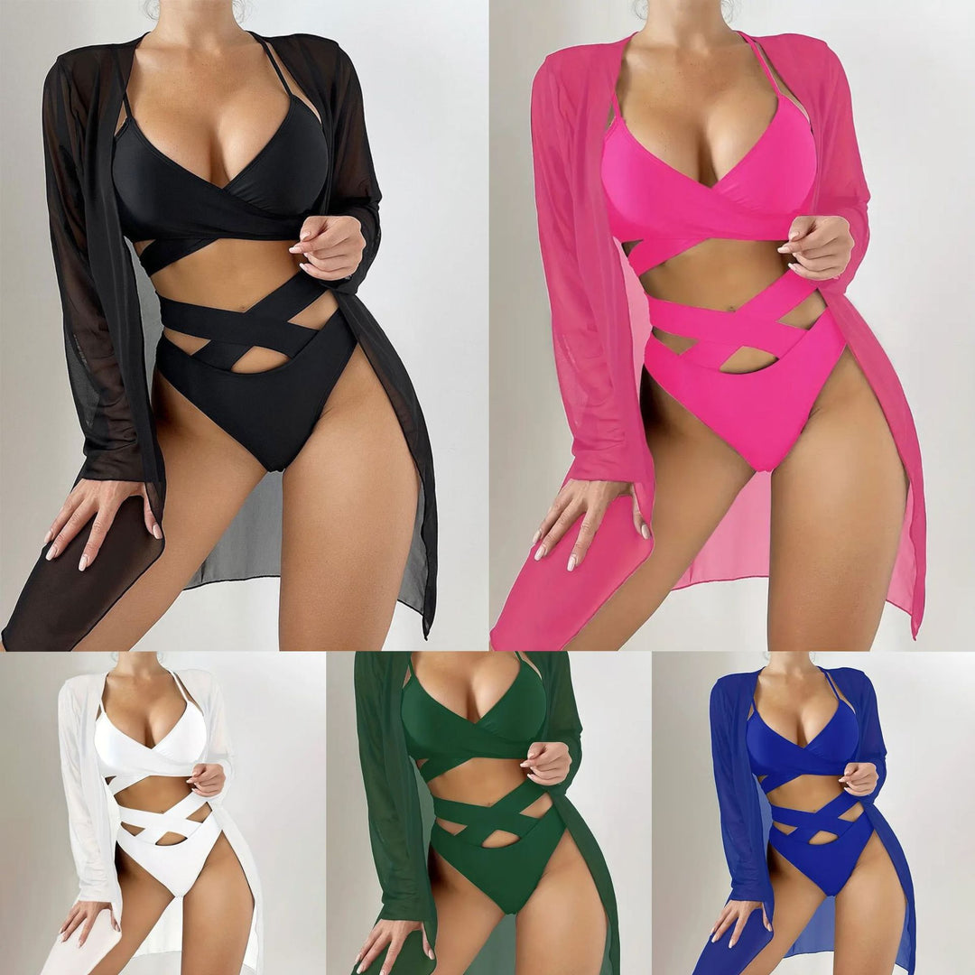 Damen Einteiler Badeanzug mit transparentem Cover-Up und modernem Schnitt Echo Archiv
